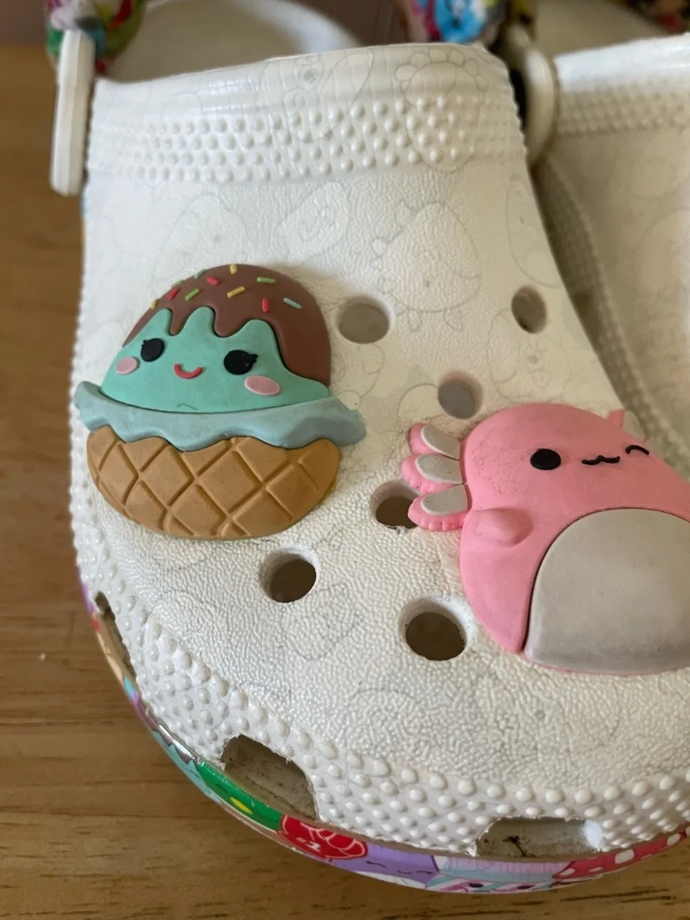 Squishmallows Crocs Youth Classic Clog - White / Multicolor, Padded Strap; Y 12